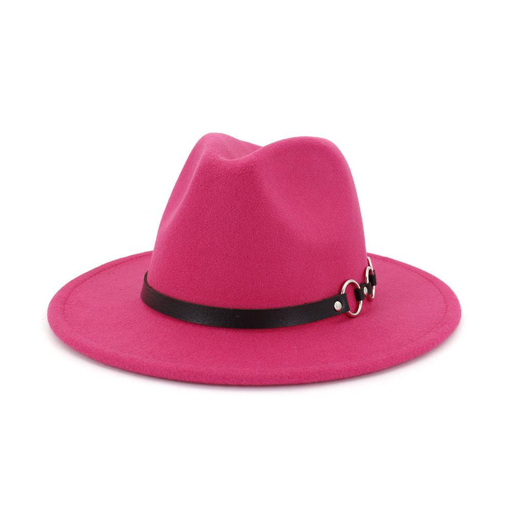 60cm Woolen Hat Gentleman Fedora Hat Flat Brim Big Brim Hat - Mubimart