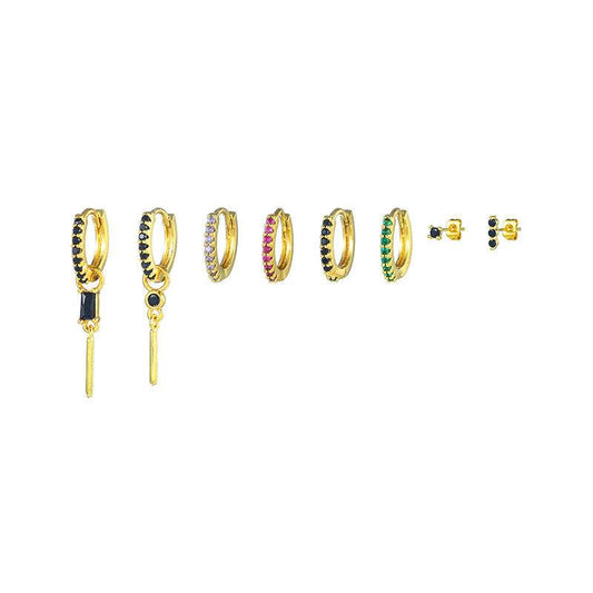 Colorful Zircon Light Luxury Hoop Earrings Women - Mubimart