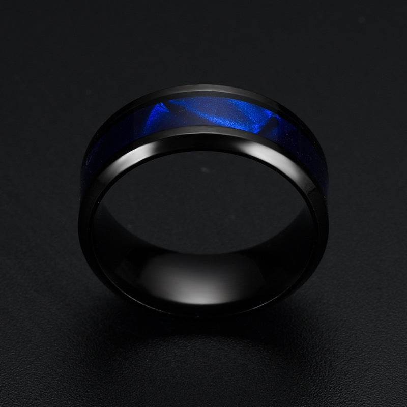 Blue Shell Titanium Steel Ring Fashion Personality Men And Women Ring - Mubimart