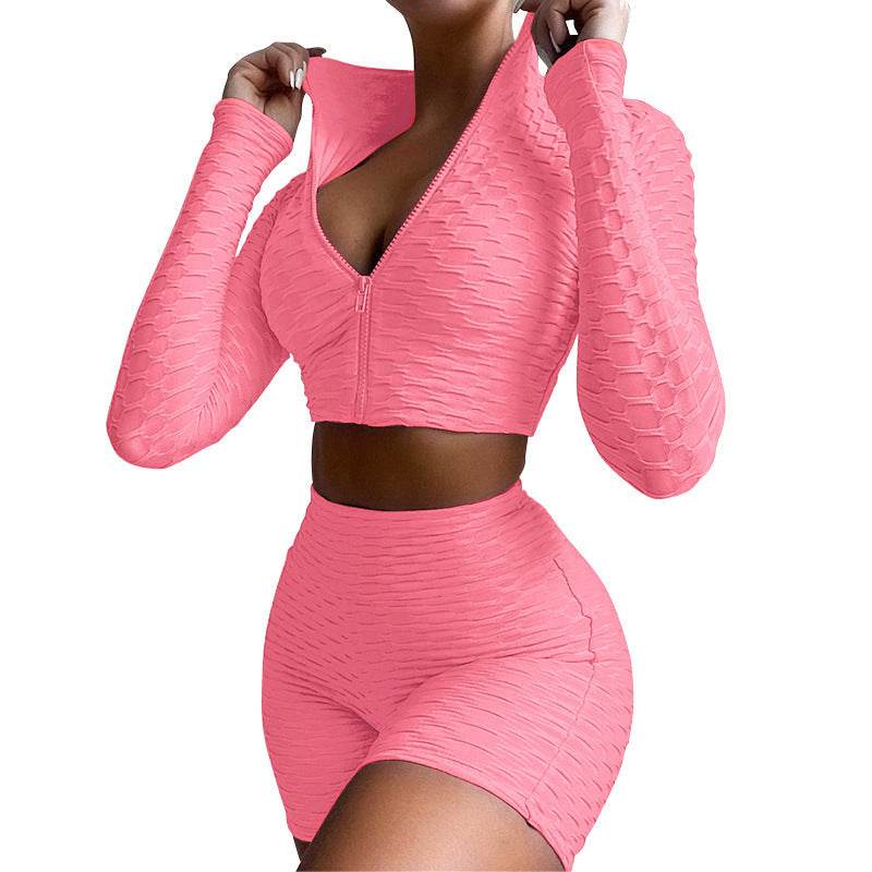 Women's Tracksuit Yoga Fitness Suit Activewear Set Tummy Control Butt Lift Long Sleeve Sport Clothing - Mubimart
