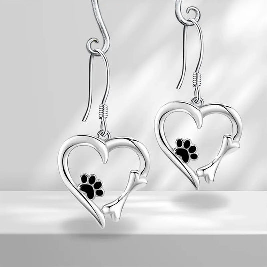 European And American Cute Earrings Female Cat Cat Paw Love Design Ornament Sweet