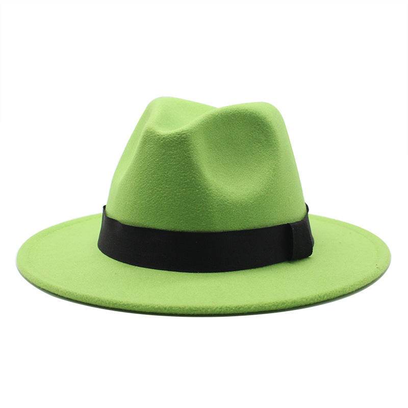 New Panama Flat Brim Fedora Hat Woolen Hat Men's And Women's Hats - Mubimart