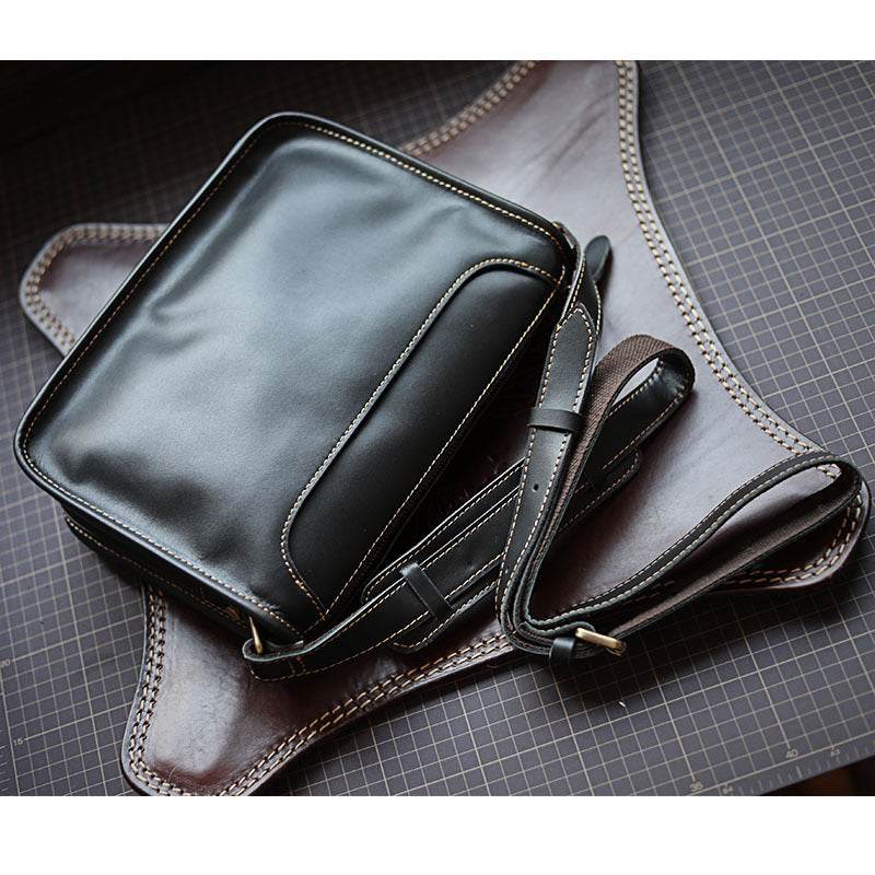 Mens Handmade Leather Casual Shoulder Crossbody Bag - Mubimart