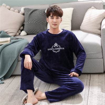 Long Sleeve Padded Flannel Pajama Suit - Mubimart