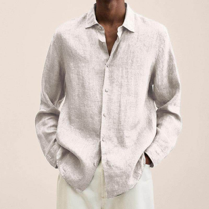 Long Sleeve Lapel Shirt Men's Loose Button Cardigan Sshirt Top Mens Clothing - Mubimart