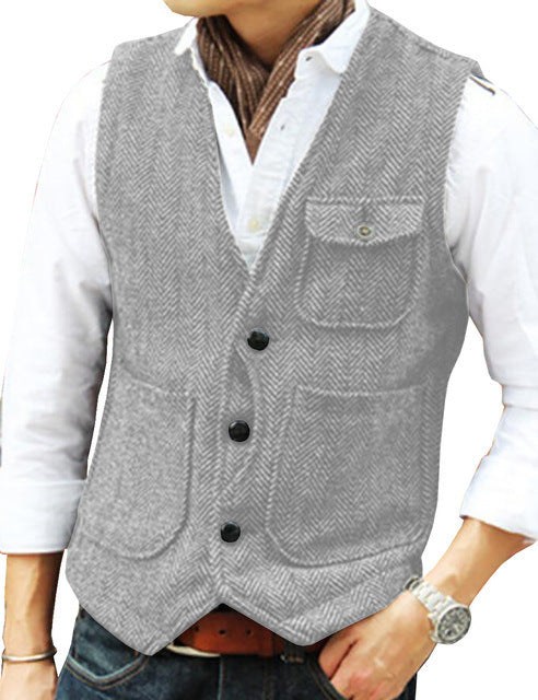 Herringbone Men's Suit Vest Vest