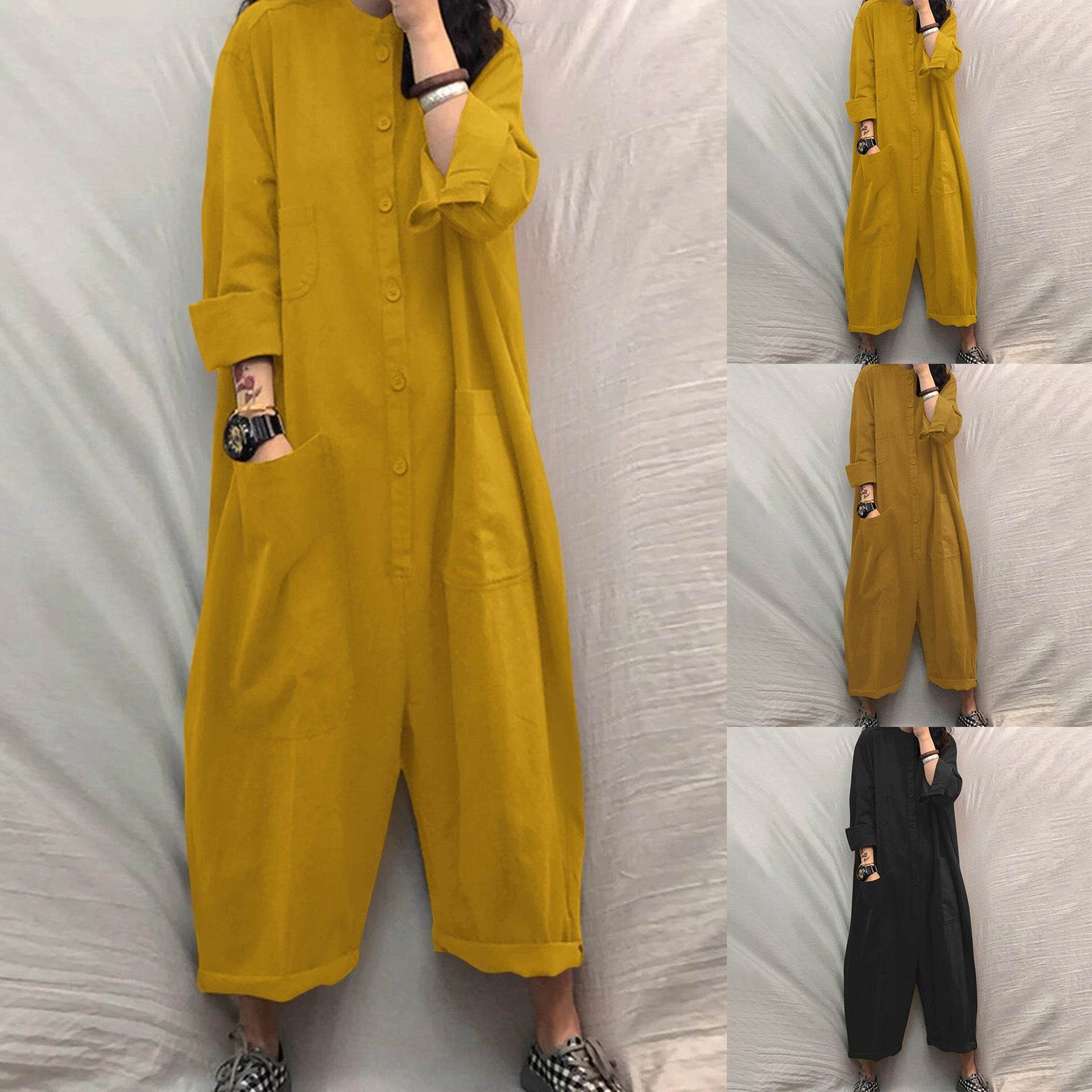 Plus Size Women's Jumpsuit With Multiple Pockets - Mubimart