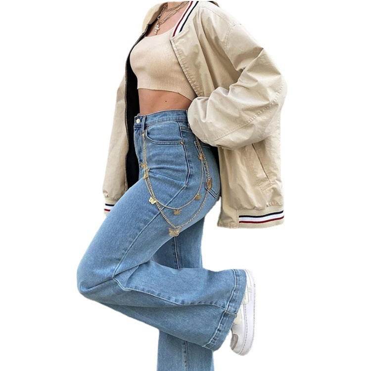Women's Jeans Mid-rise Blue Commuter Bootcut Pants - Mubimart
