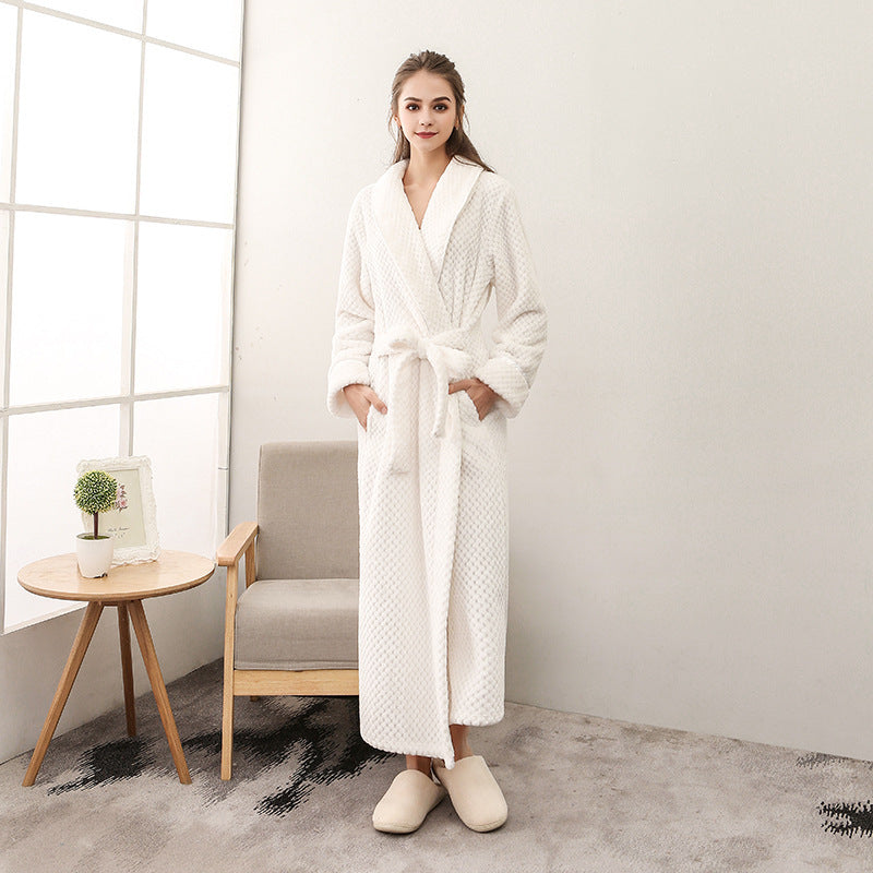 Winter Women Night Gown Couple Robe Men Bathrobe - Mubimart -  