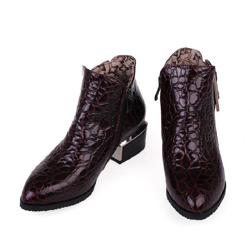 Patent leather block heel Martin boots - Mubimart