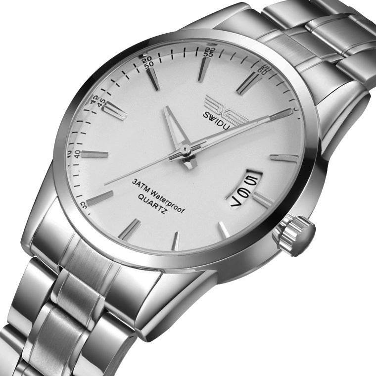Mens Business Stainless Steel Band Date Luxury Analog Quartz Wrist Watch Stainless Steel Buckle Watches Men's Watches - Mubimart