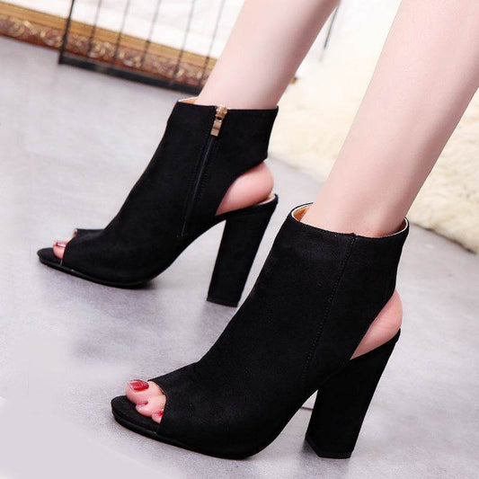 High Heel Chunky Fishbill Booties - Mubimart