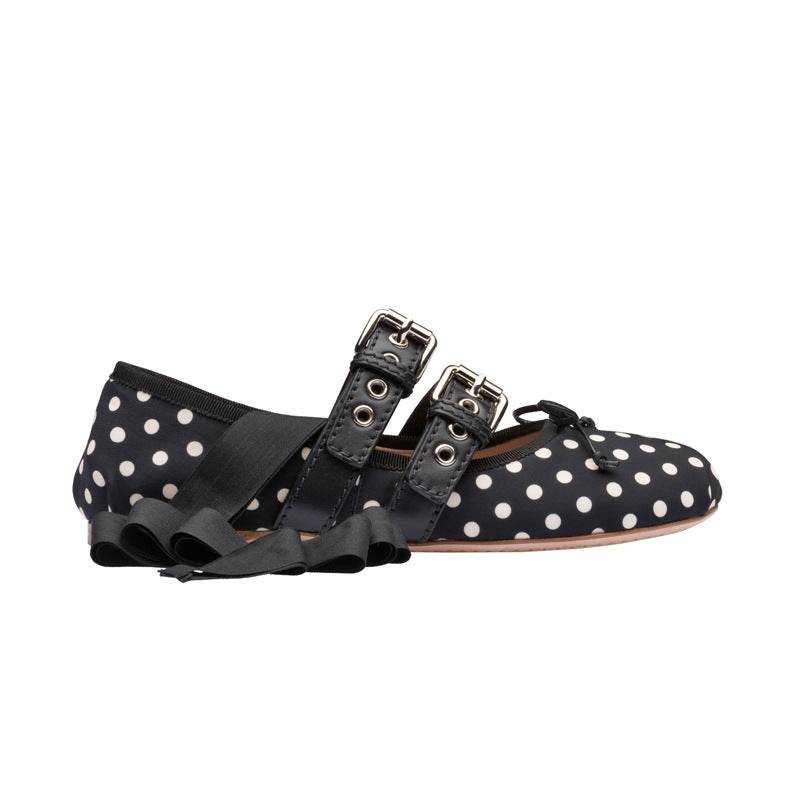 Ballet flats with round head belt buckle - Mubimart