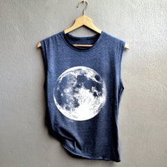 Women girl moon erath tank top - Mubimart -  