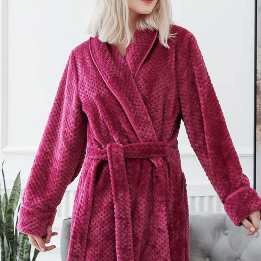 Winter Sleep Bath Robe Women Men Warm Fleece Robes - Mubimart