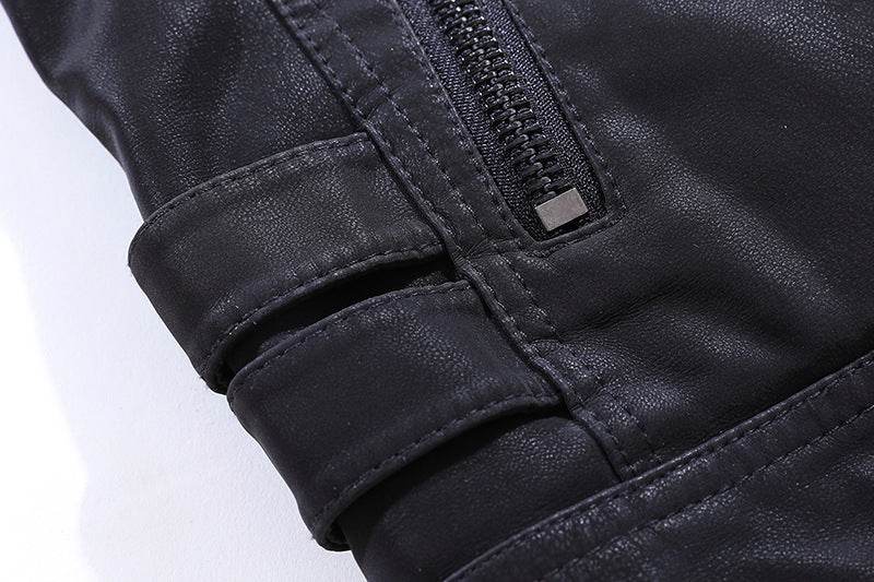 Men's leather washed leather jacket - Mubimart