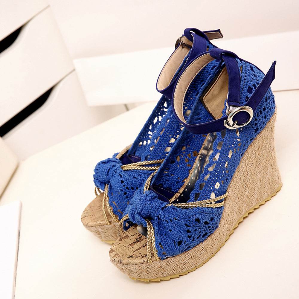 Lace wedge sandals - Mubimart