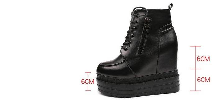 Waffle Platform Wedge Booties - Mubimart