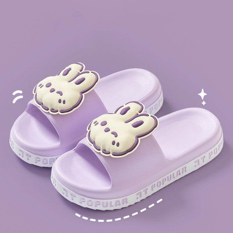 Cute Rabbit Slippers For Women Summer Fashion Letter Garden Shoes Indoor Anti-Slip Floor Bathroom Bathing Home Slipper - Mubimart -  