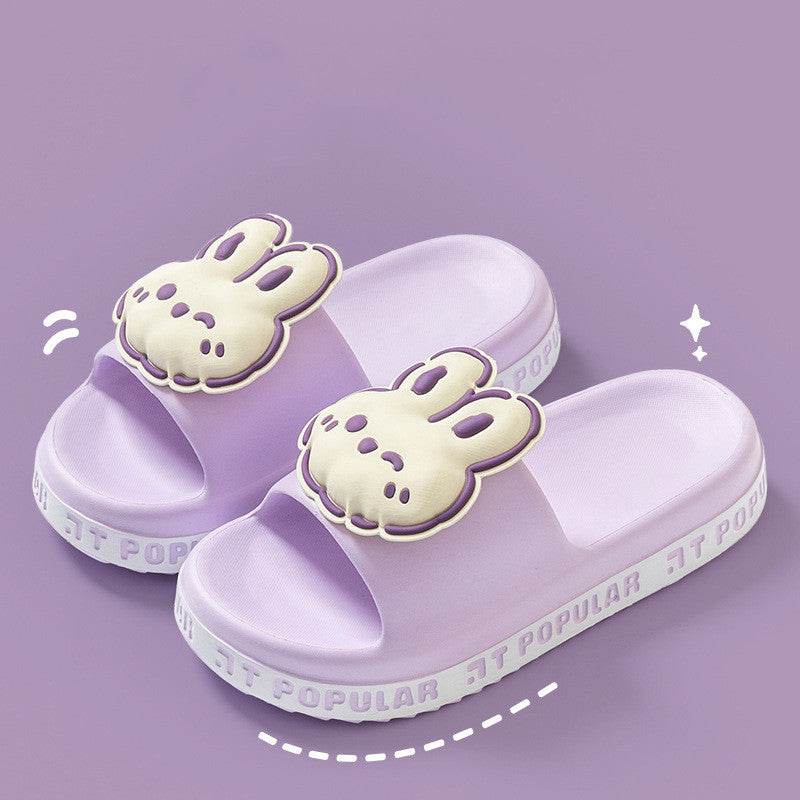 Cute Rabbit Slippers For Women Summer Fashion Letter Garden Shoes Indoor Anti-Slip Floor Bathroom Bathing Home Slipper - Mubimart