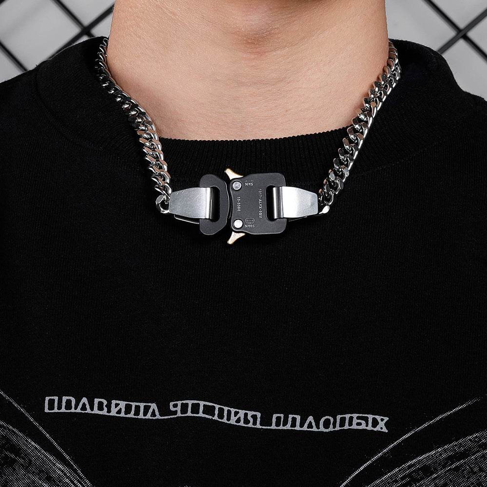 Mens Fashion Metal Clasp Necklace Collarbone Chain - Mubimart
