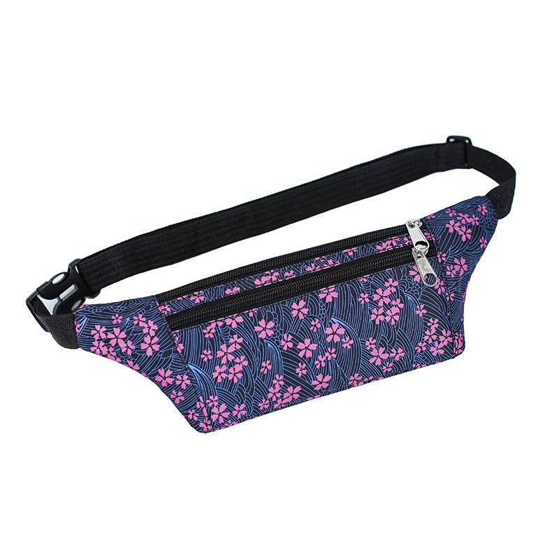 Flower Print Waist Bags Women Sports Running Fanny Pack With Double Zippers - Mubimart