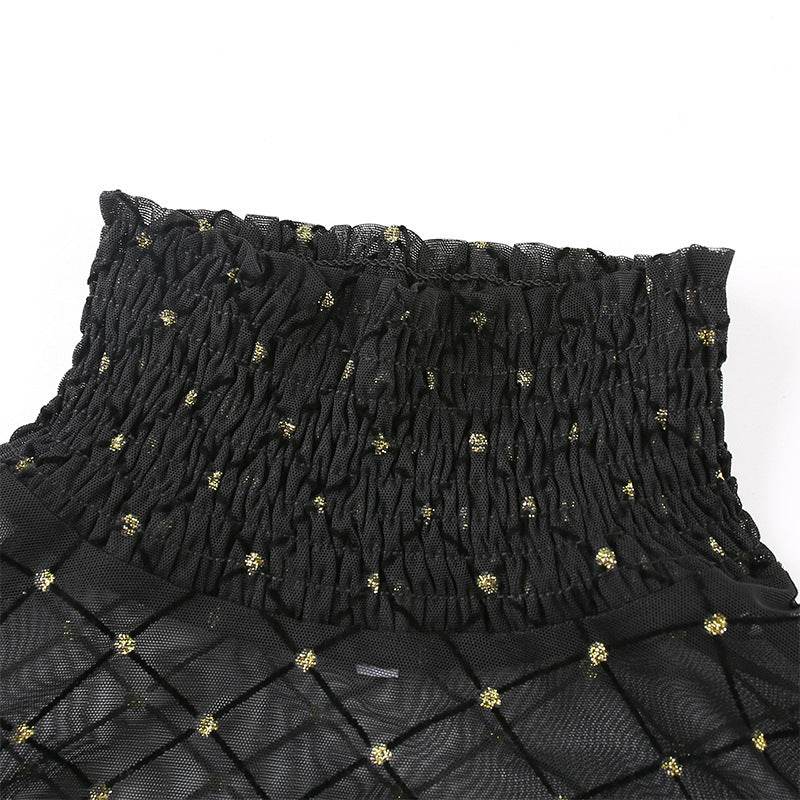 Turtleneck wrapped bra shirt fake two mesh - Mubimart