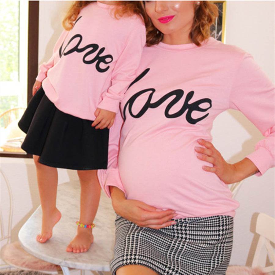 Maternity Sweatshirt Love Printed Parent-child Sweatshirt - Mubimart