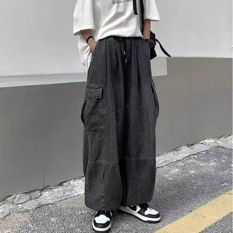 Mens Vintage Versatile Workwear Wide Leg Jeans - Mubimart