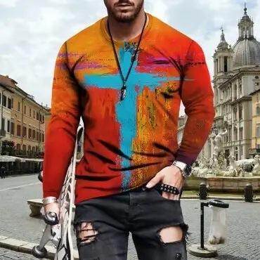 Mens Letter Crew Neck Slim Fit Casual Print T Shirt - Mubimart