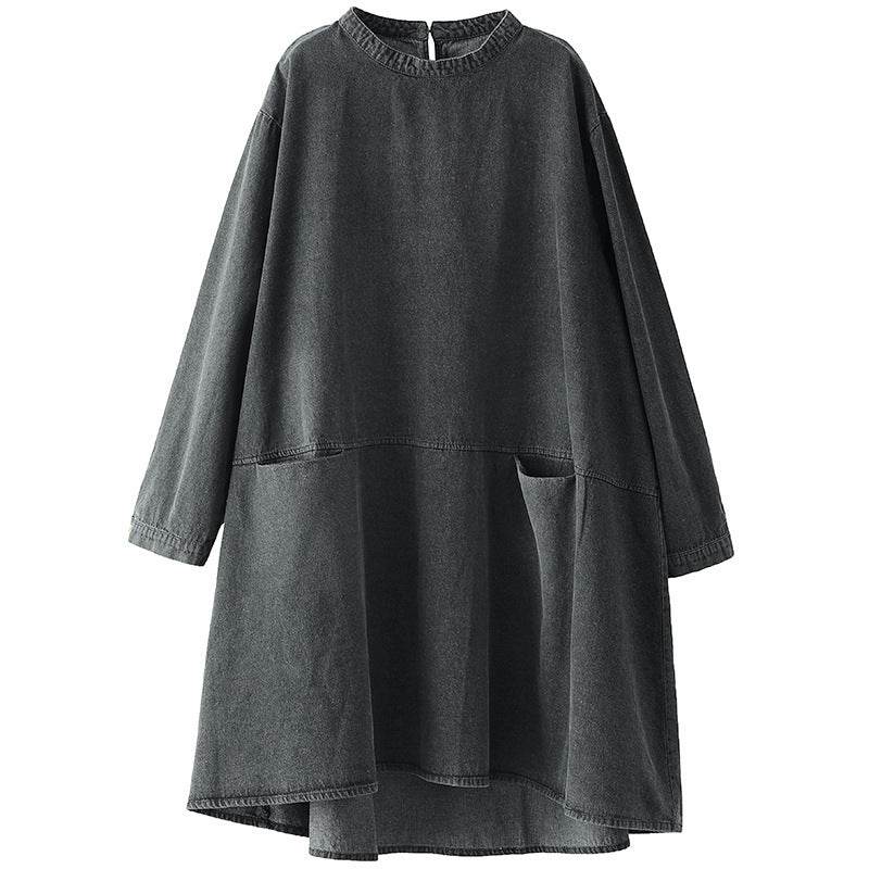 Retro Artistic Plus Size Denim Dress - Mubimart