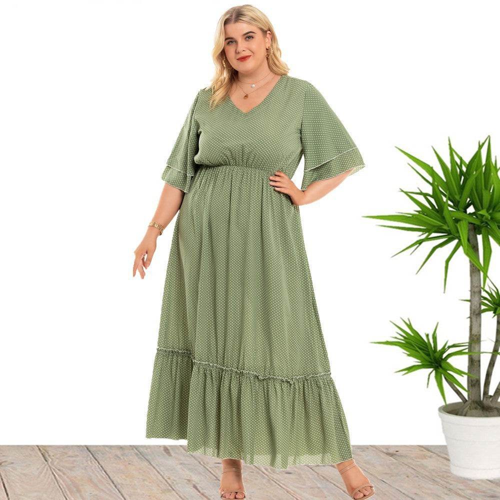 Bohemian Plus Size Women's Fashion Polka Dot Dress Women - Mubimart