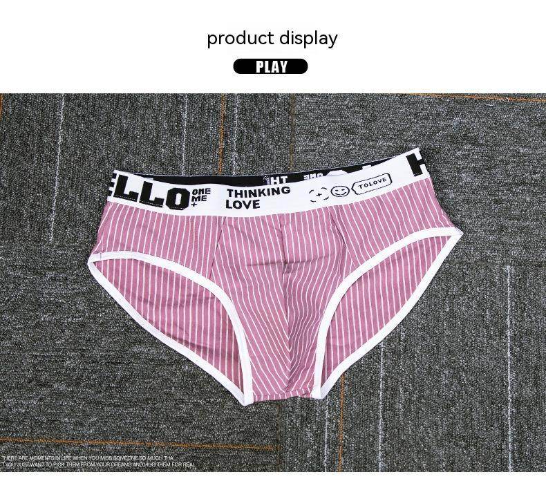 Striped Cotton Triangle Men's Briefs Low Waist Breathable Men's Underwear Briefs - Mubimart