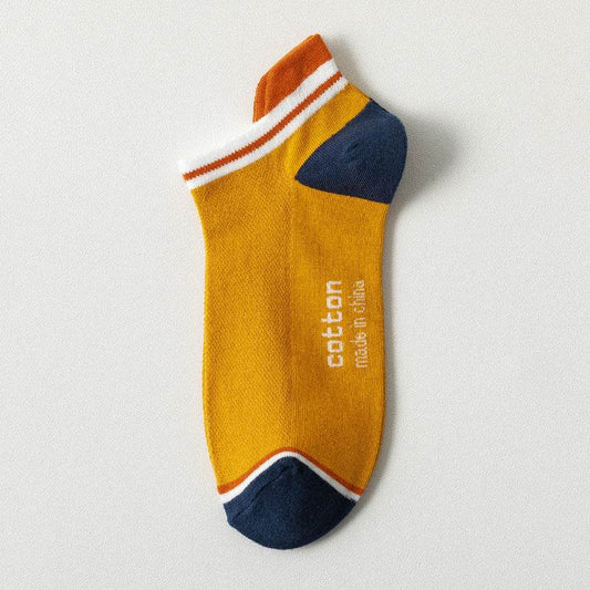 Socks Male Socks Sweat-absorbent Breathable Short Pure Cotton Socks Spring And Summer Thin Low-top Sports Mesh Men's Boat Socks - Mubimart