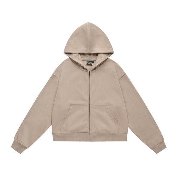 Solid Color BASIC 350g Terry Zipper Hoodie Sweater - Mubimart