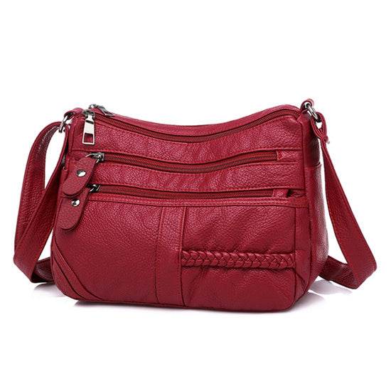 Fashion Women Soft Leather Shoulder Bag - Mubimart
