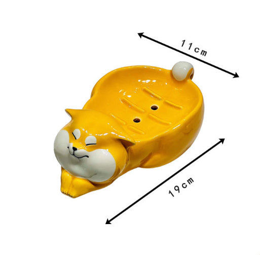 Bathroom Cute Ceramic Drain No Water Soap Dish