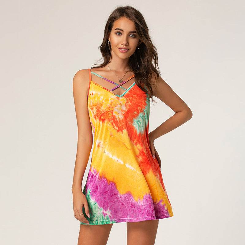 Tie-dye printed camisole top - Mubimart