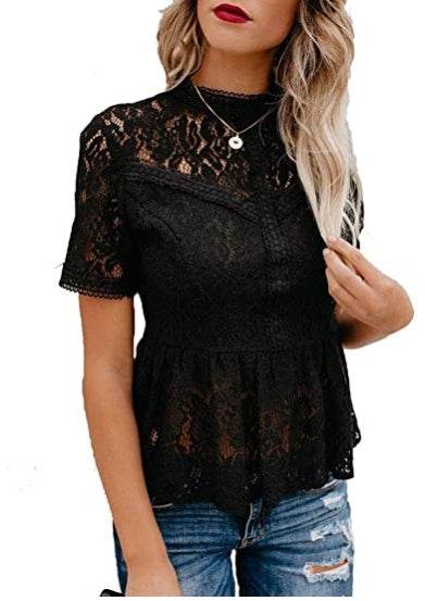Summer Water-soluble Lace Temperament Crocheted Blouse Women - Mubimart