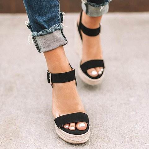 Snake print wedge sandals - Mubimart