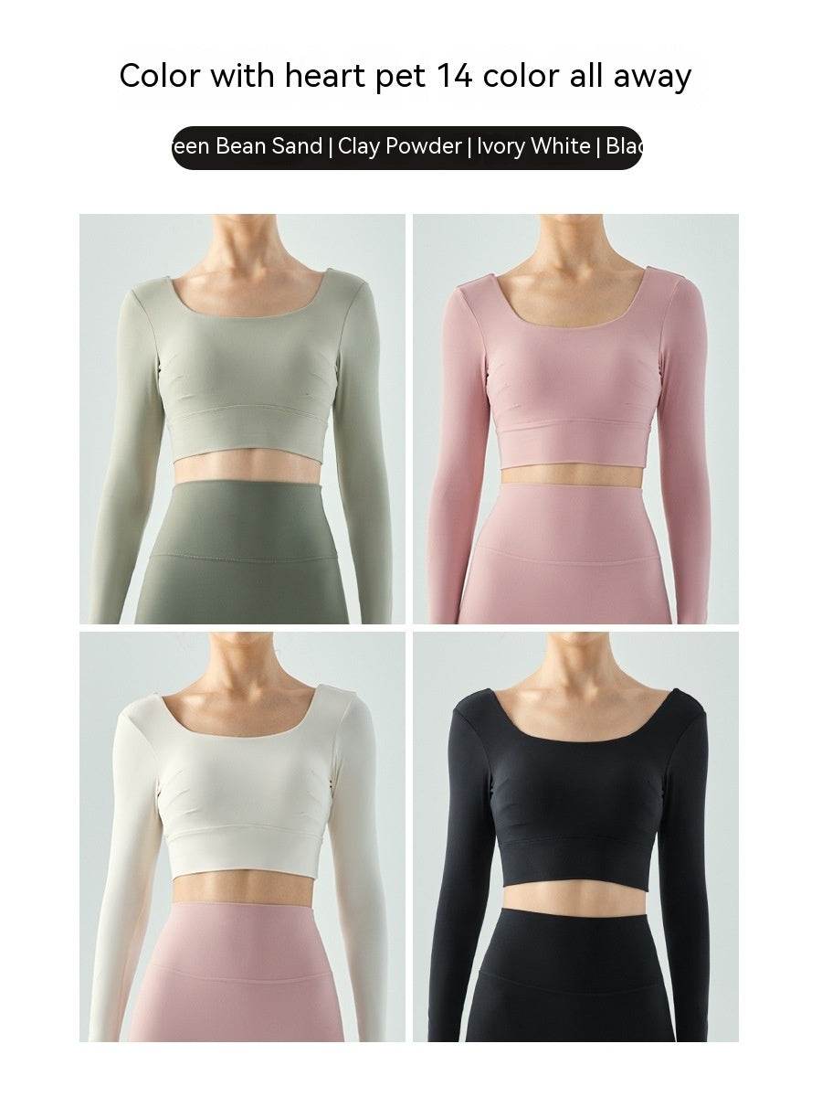 Outer Wear Chest Pad Workout Top - Mubimart