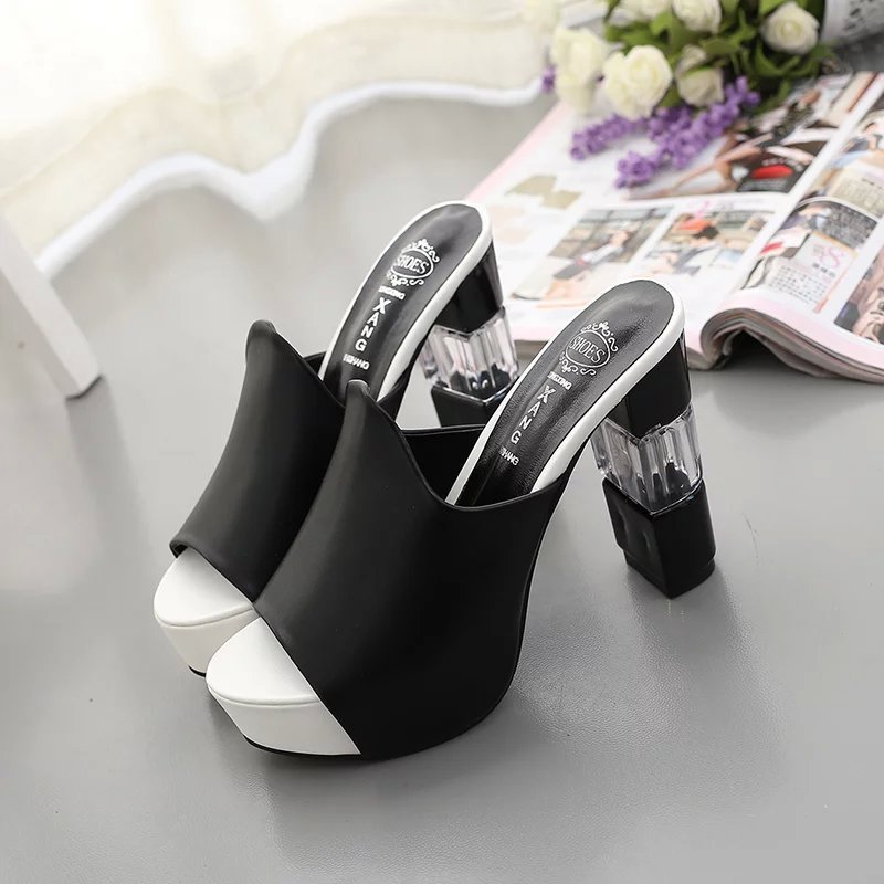 Block high heel platform sandals