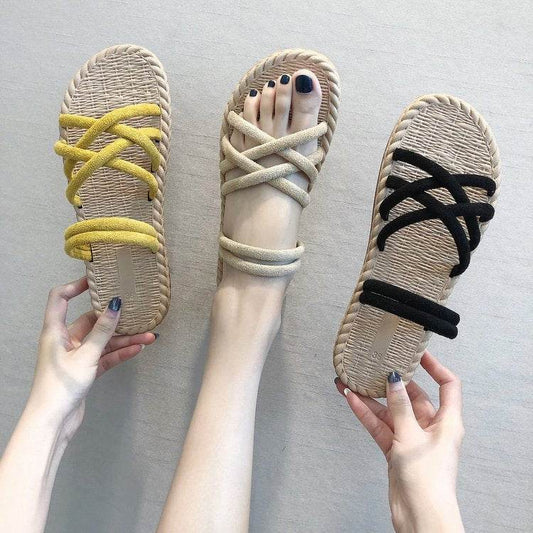 Flat woven sandals - Mubimart