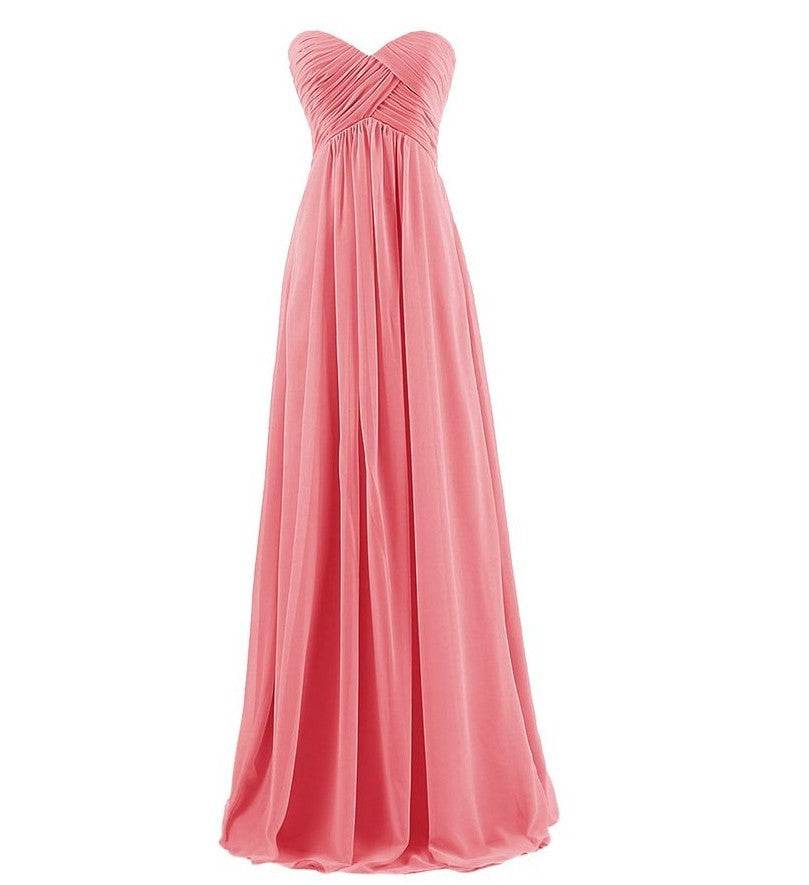 Tube Top Chiffon Long Prom Dinner Dress - Mubimart