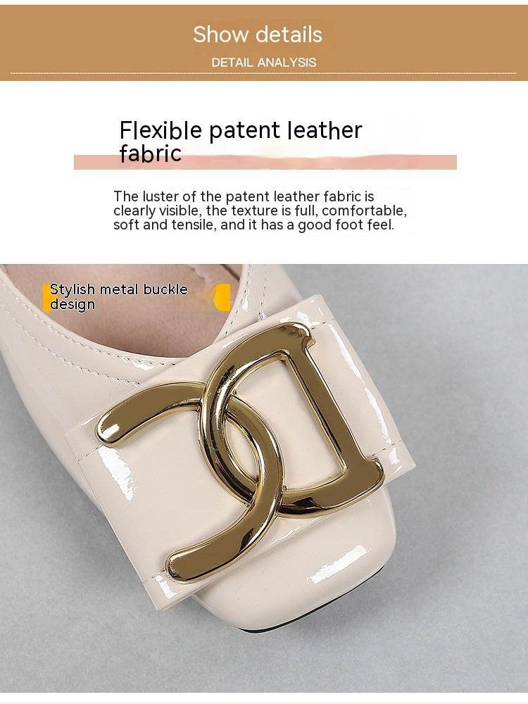 Flat Female Square Toe Low-cut Low Heel Work Casual Women's Shoes - Mubimart