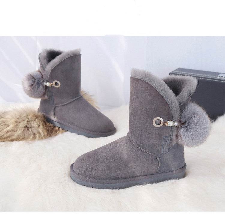 Sheepskin snow boots - Mubimart
