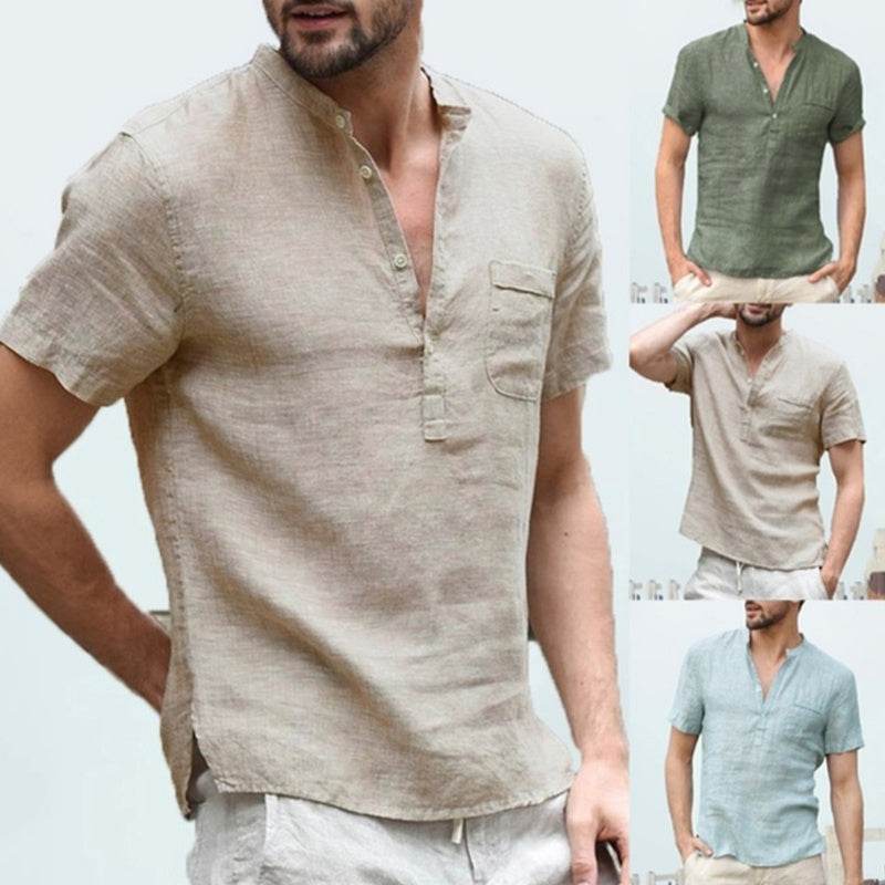 Casual linen polo shirt - Mubimart