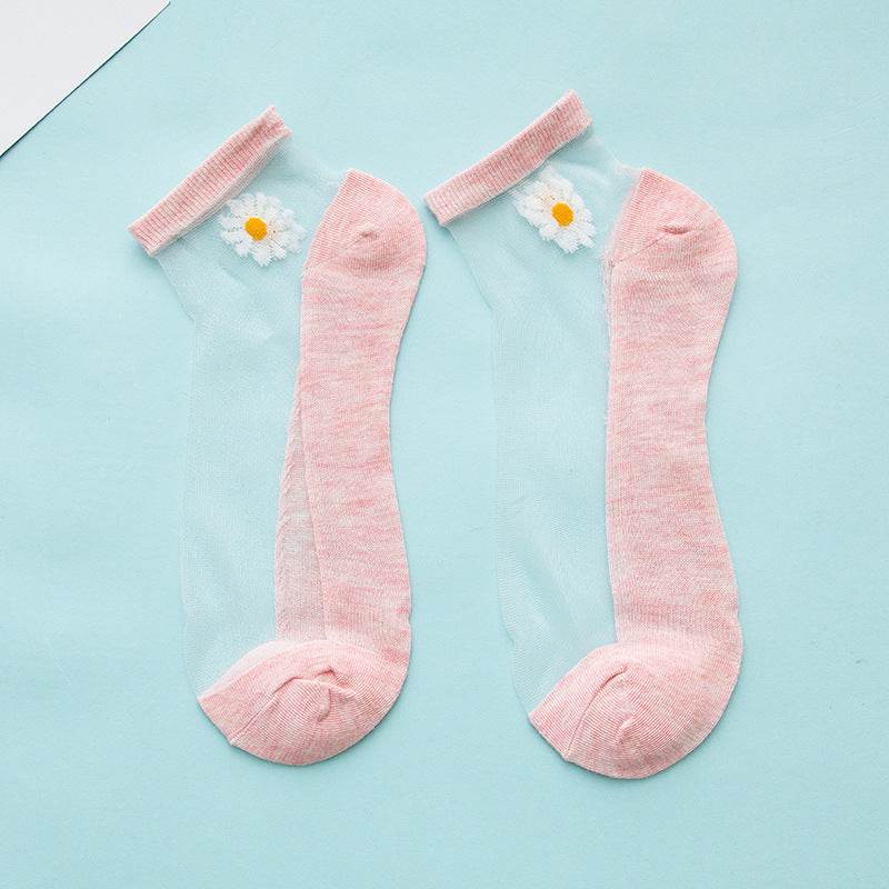 Women's Low-cut Liners Transparent Spun Glass Thin Socks - Mubimart