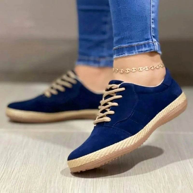 New Women's Lace-up Casual Round Toe Flat Comfort Shoes - Mubimart