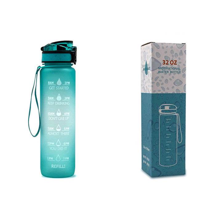 1L Tritan Water Bottle With Time Marker Bounce Cover Motivational Water Bottle Cycling Leakproof Cup For Sports Fitness Bottles - Mubimart
